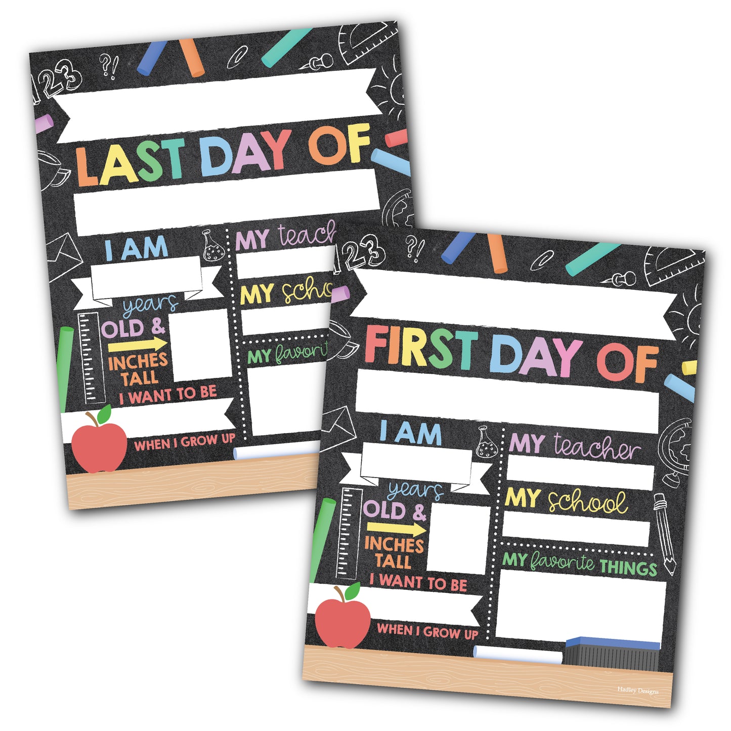 Back To School Signs | Set of 10 | School Supplies