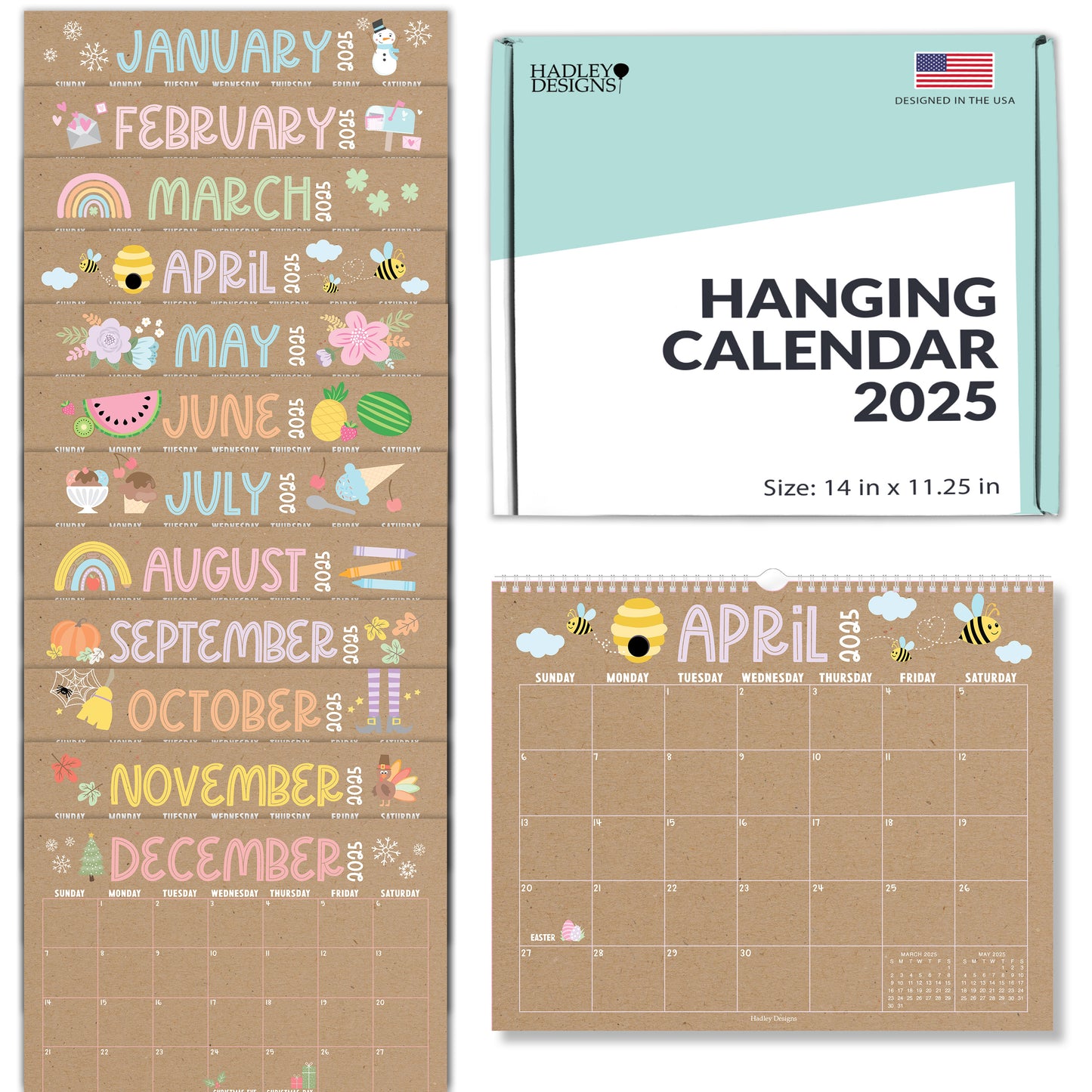 Large Wall Calendar | 2025-2026 | 18 Month | Home & Office