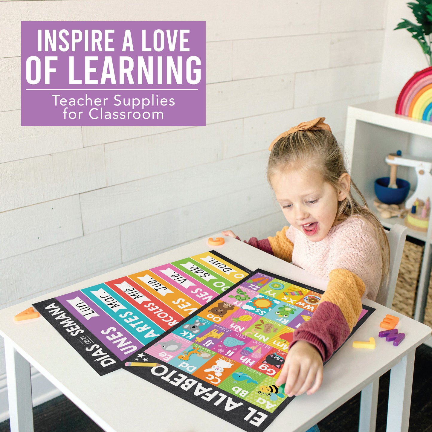 Colorful Chalk Spanish Posters | Set of 12 | Spanish Educational Supplies Duplicate for TikTok Shop