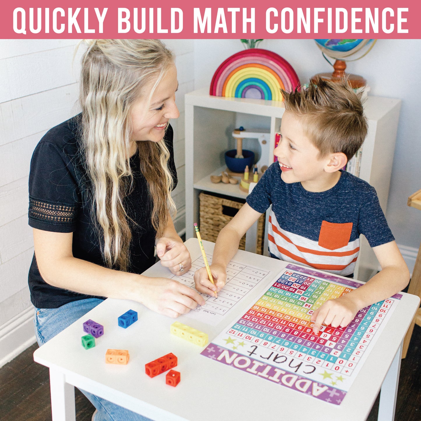 16 Laminated Colorful Prek and Kindergarten Posters, 12 Math Basics Posters and 8 Calming Corner Posters for Classroom or Home