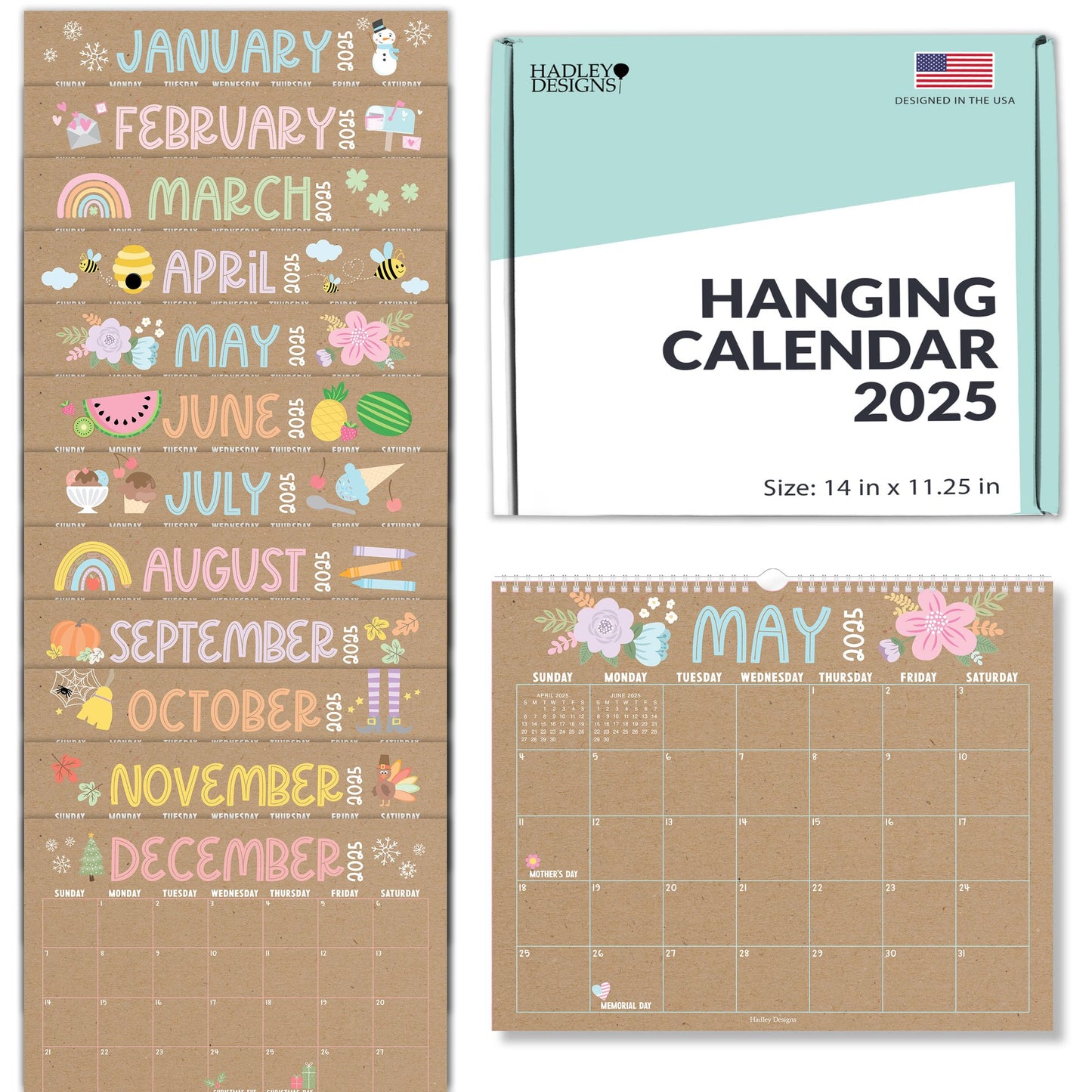 Large Wall Calendar | 2025-2026 | 18 Month | Home & Office