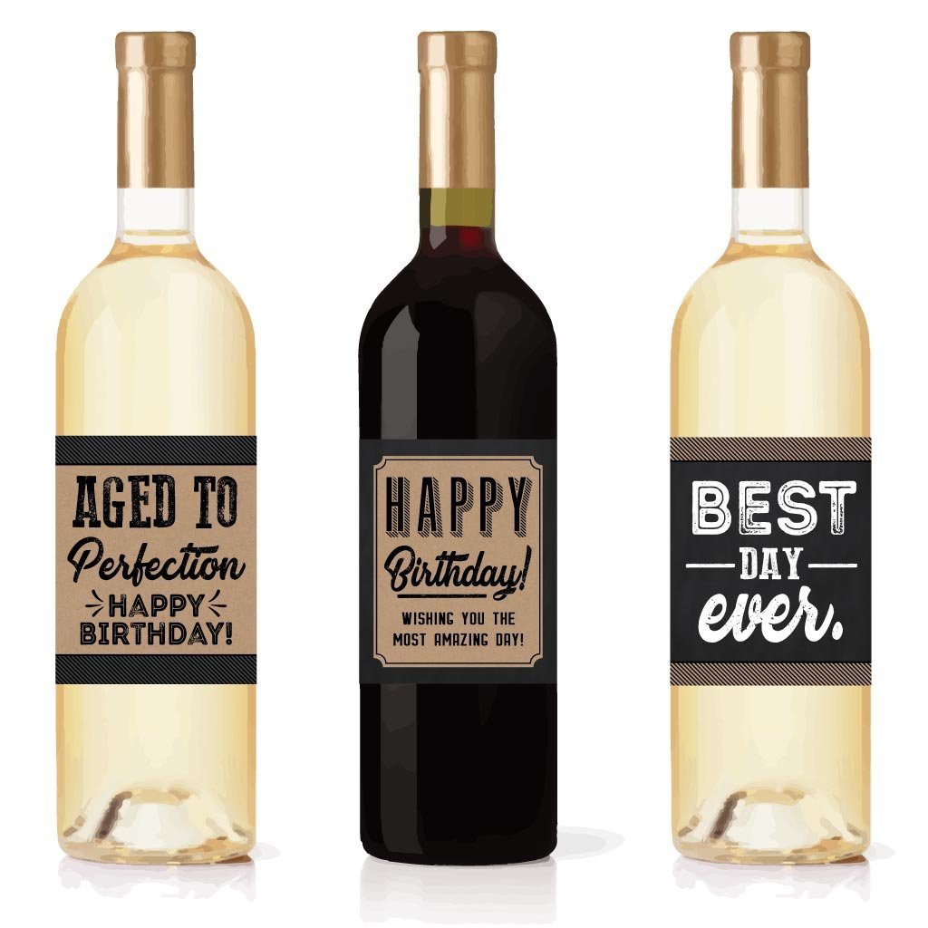 Birthday Wine Labels | Set of 5 | Party Supplies