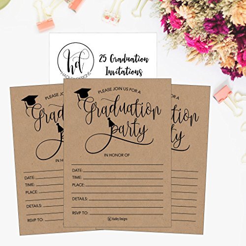 Kraft Elegant Graduation Invitations | Set of 25 | Greeting Cards