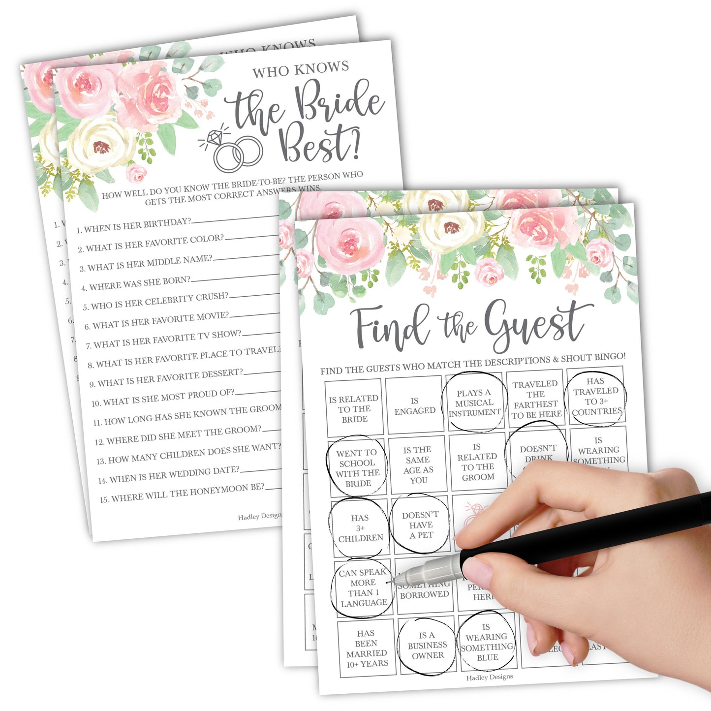 Who Knows The Bride Best | Find The Guest | Set of 20 | Bridal Shower Games