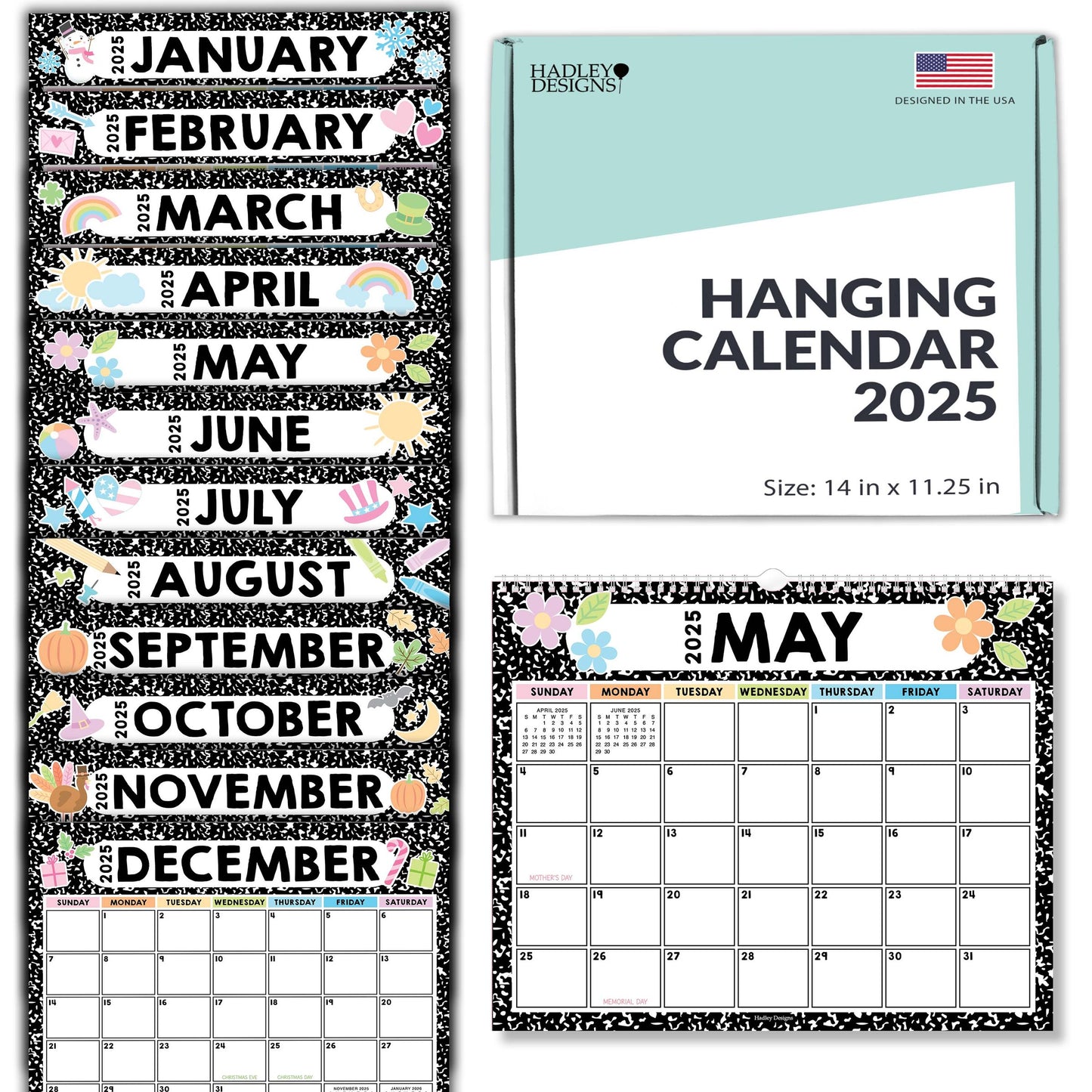 Large Wall Calendar | 2025-2026 | 18 Month | Home & Office