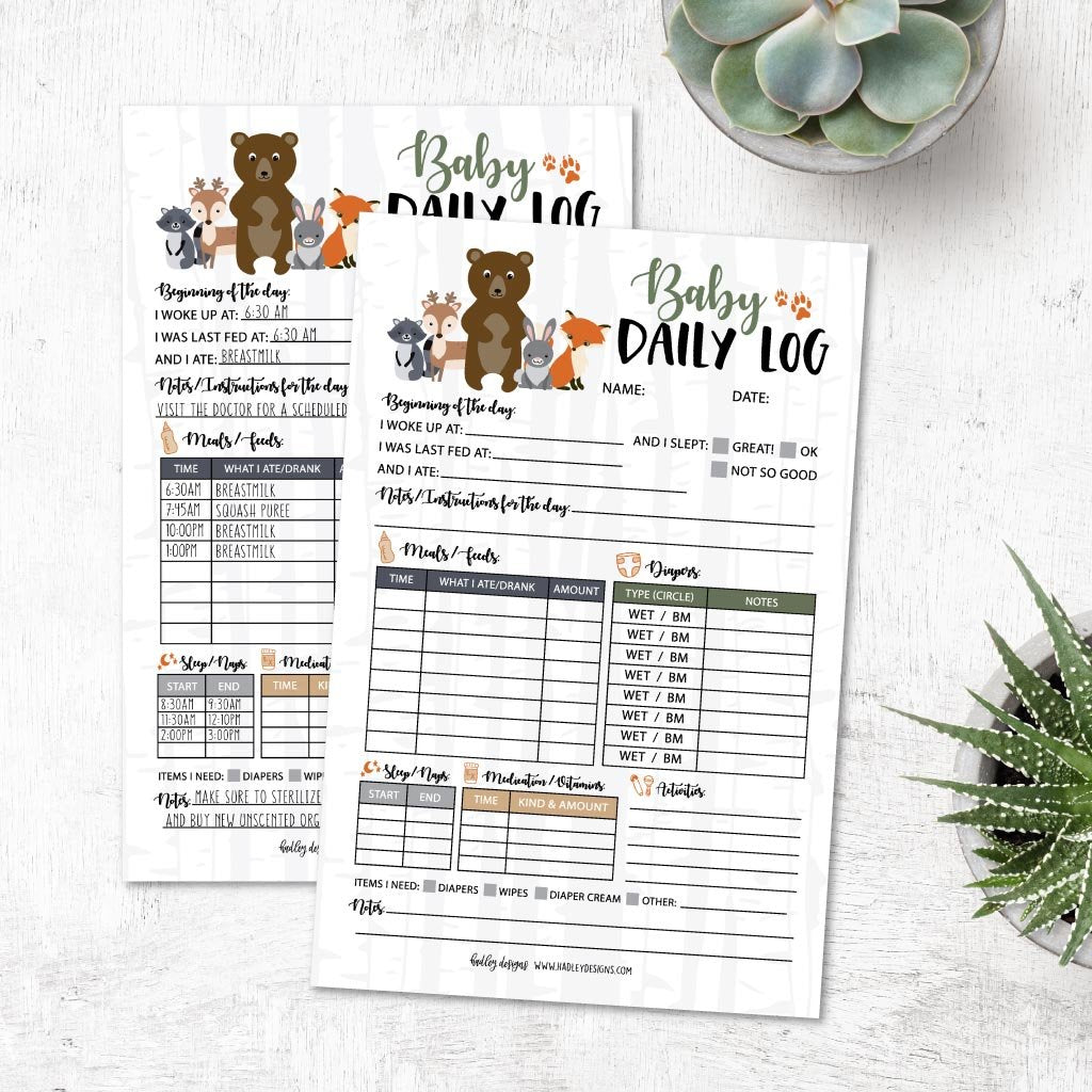 Nanny Baby Log | 50 Sheets | Baby Supplies