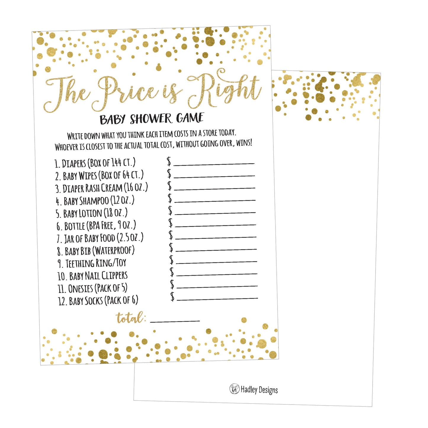 The Price is Right Game | Set of 25 | Baby Shower Games