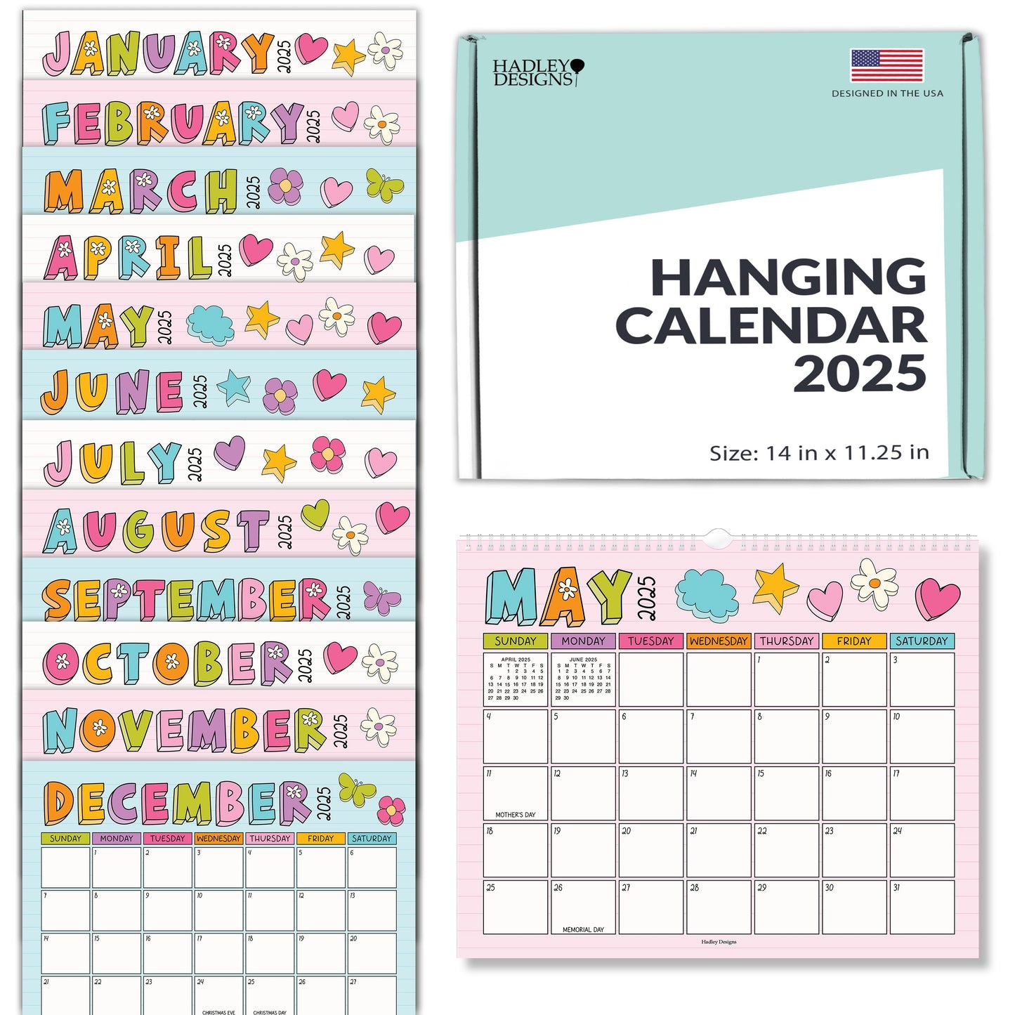 Large Wall Calendar | 2025-2026 | 18 Month | Home & Office