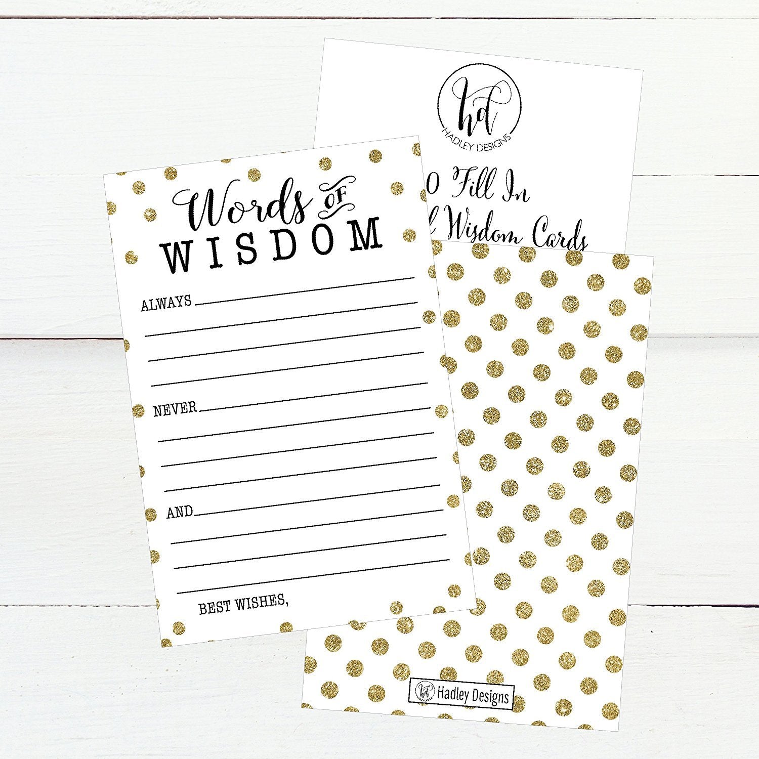 Glitter Dots Words of Wisdom Advice Cards | Set of 50 – Hadley Designs