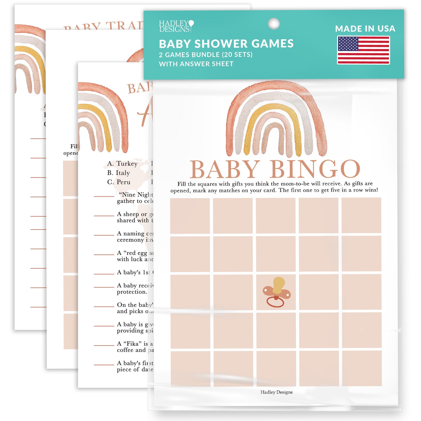 Baby Traditions & Bingo Games | Set of 20 | Baby Shower Games