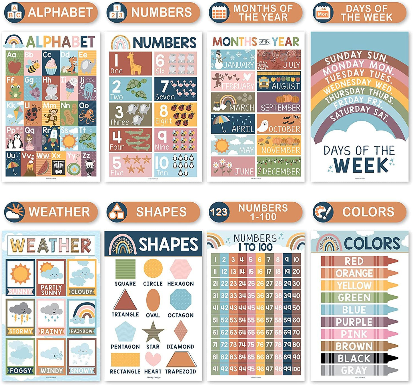 PreK Early Learning Kit: Boho 16 Poster Pack