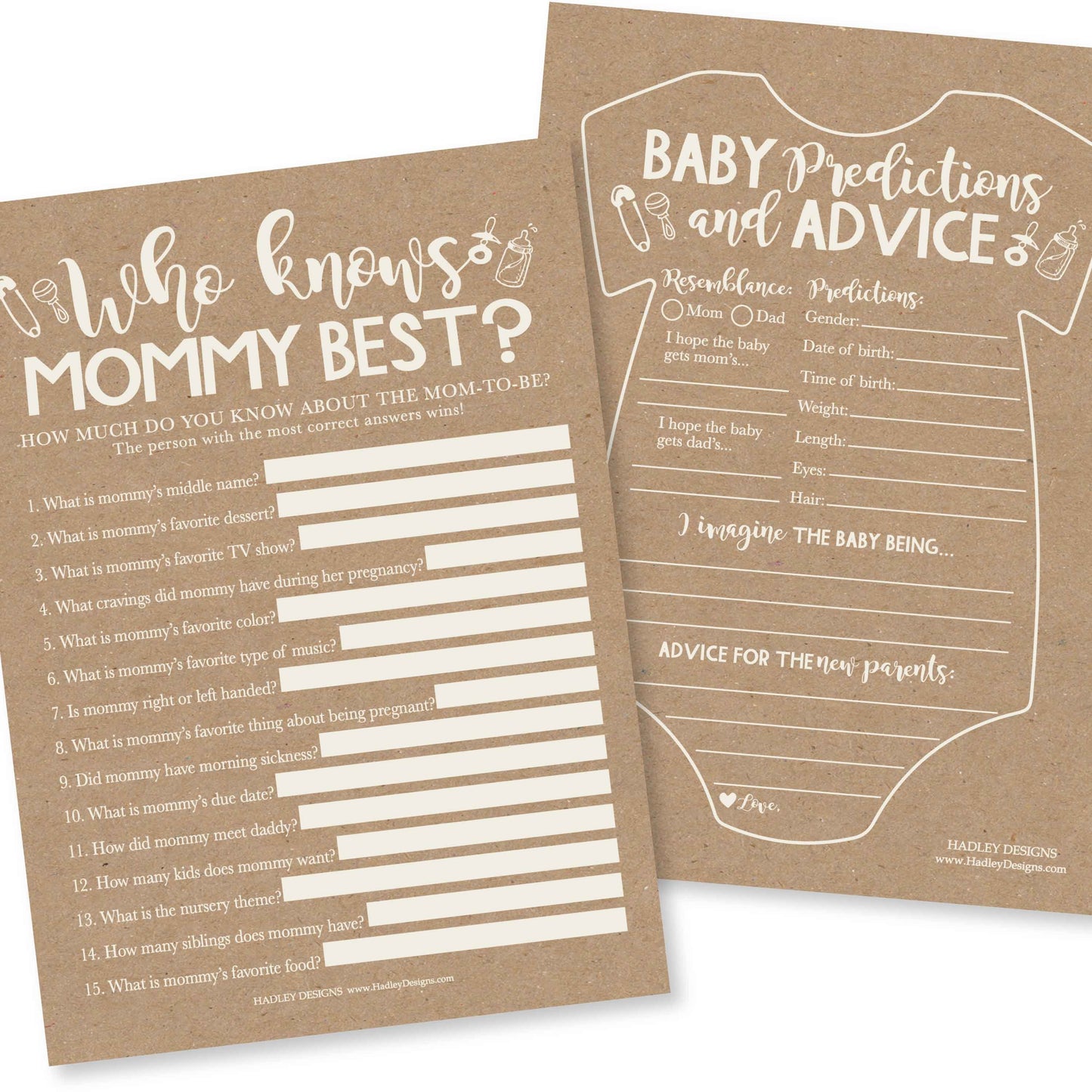 Who Knows Mommy Best, Baby Prediction & Advice Games | Set of 25 | Baby Shower Games