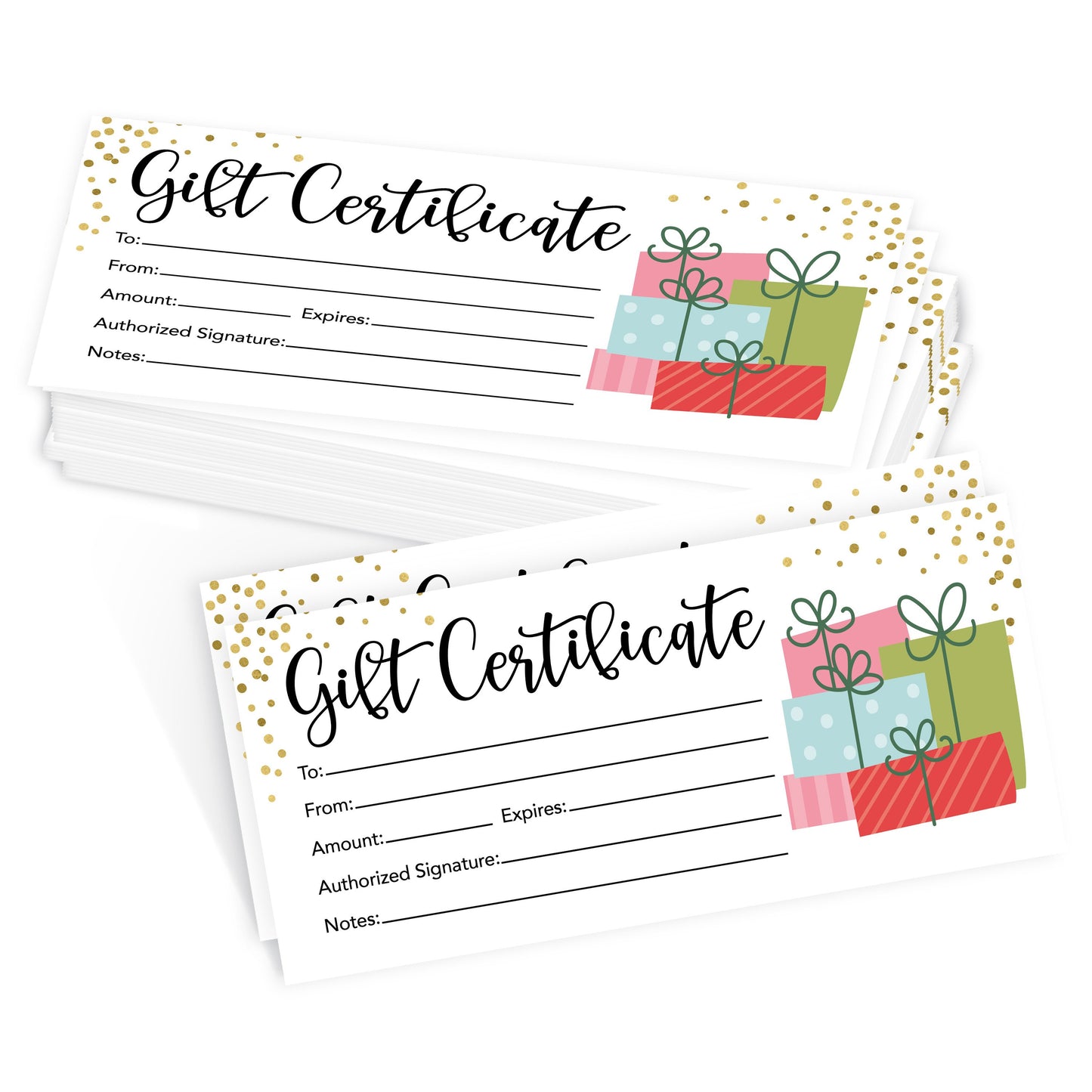 Blank Gift Certificates | Set of 25 | Gifts & Business