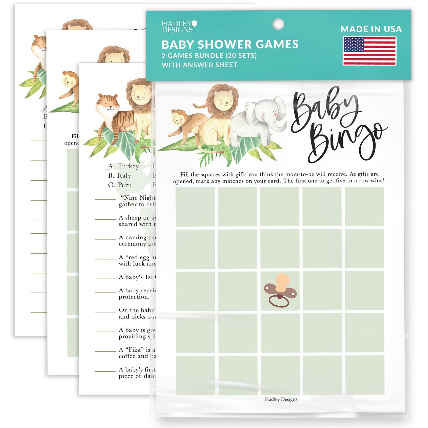 Baby Traditions & Bingo Games | Set of 20 | Baby Shower Games