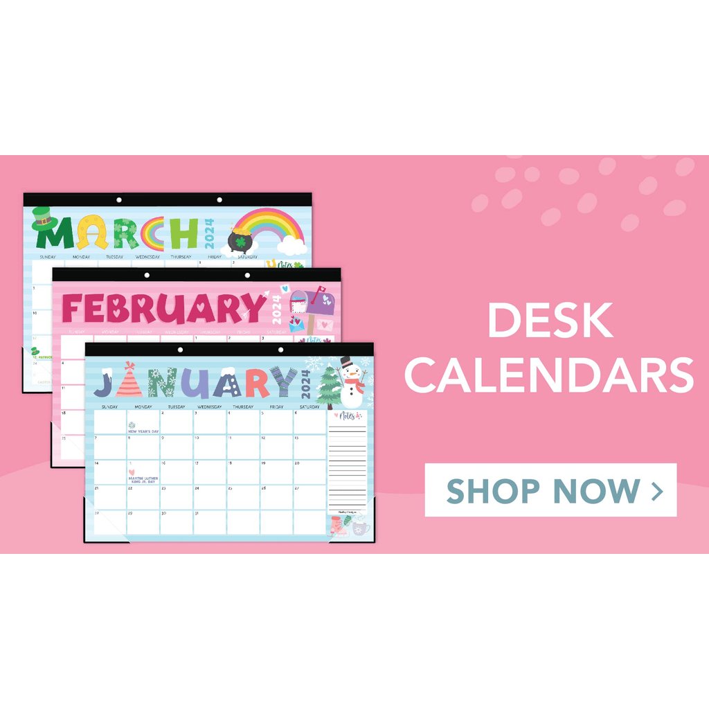 Notes Design Calendar 18-Month Desk Calendars with Note Section | Office & Classroom – Hadley ...