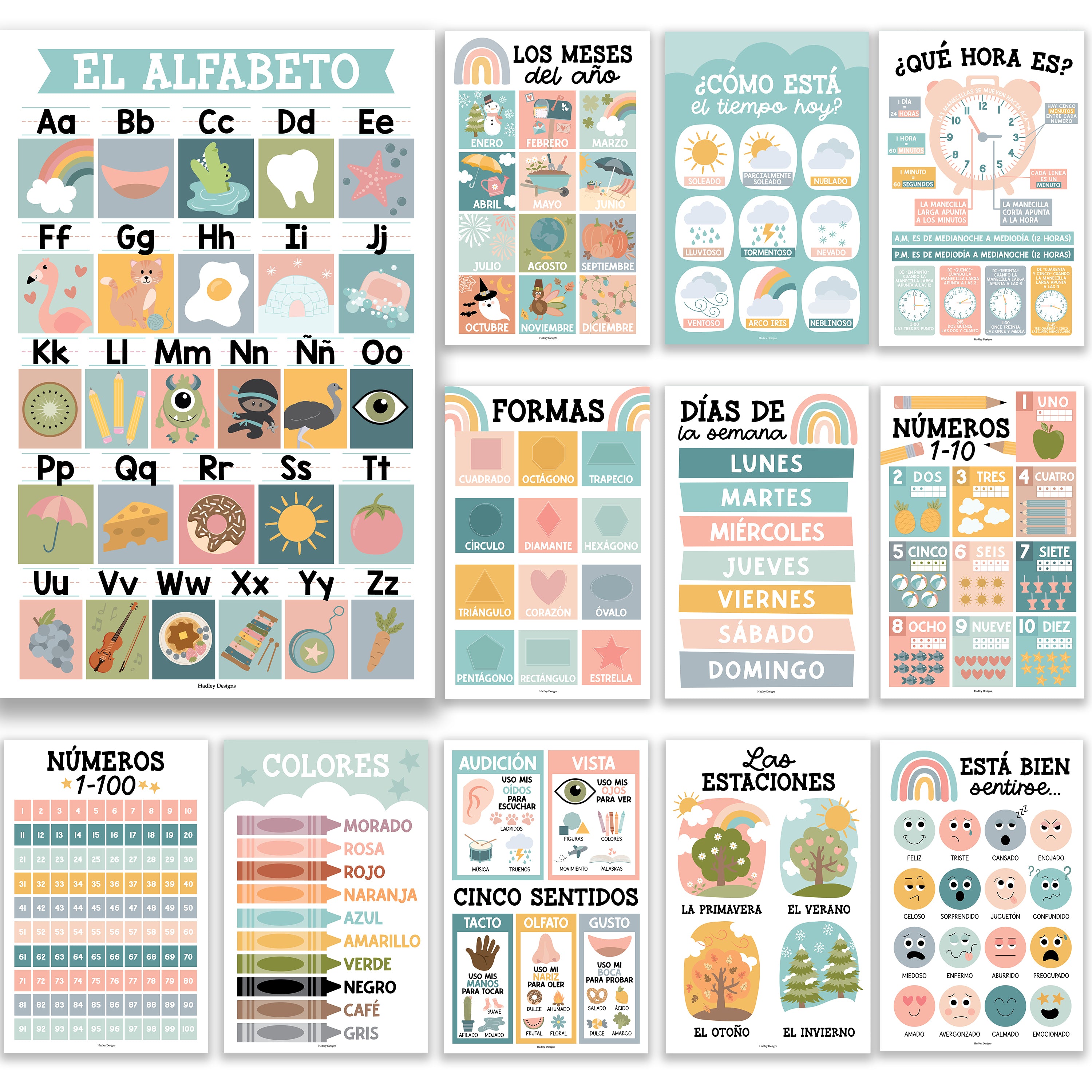 Spanish Posters | Set of 12 | Spanish Educational Supplies