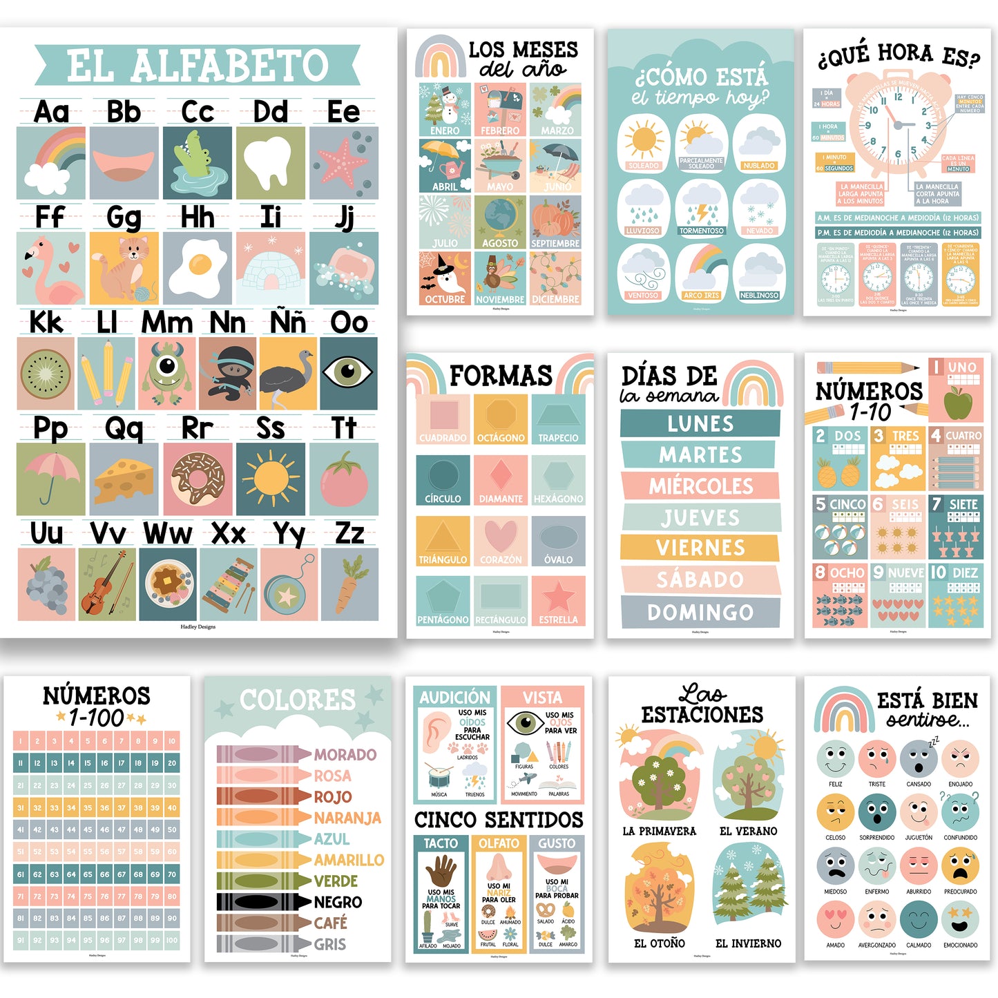 Spanish Posters | Set of 12 | Spanish Educational Supplies