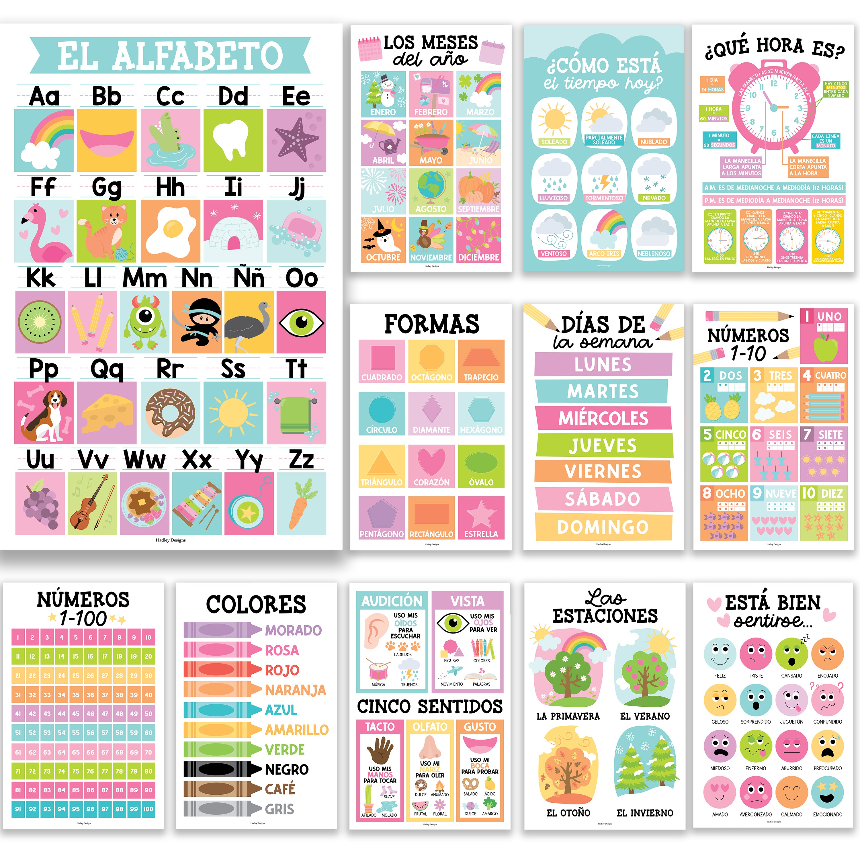 Spanish Posters | Set of 12 | Spanish Educational Supplies
