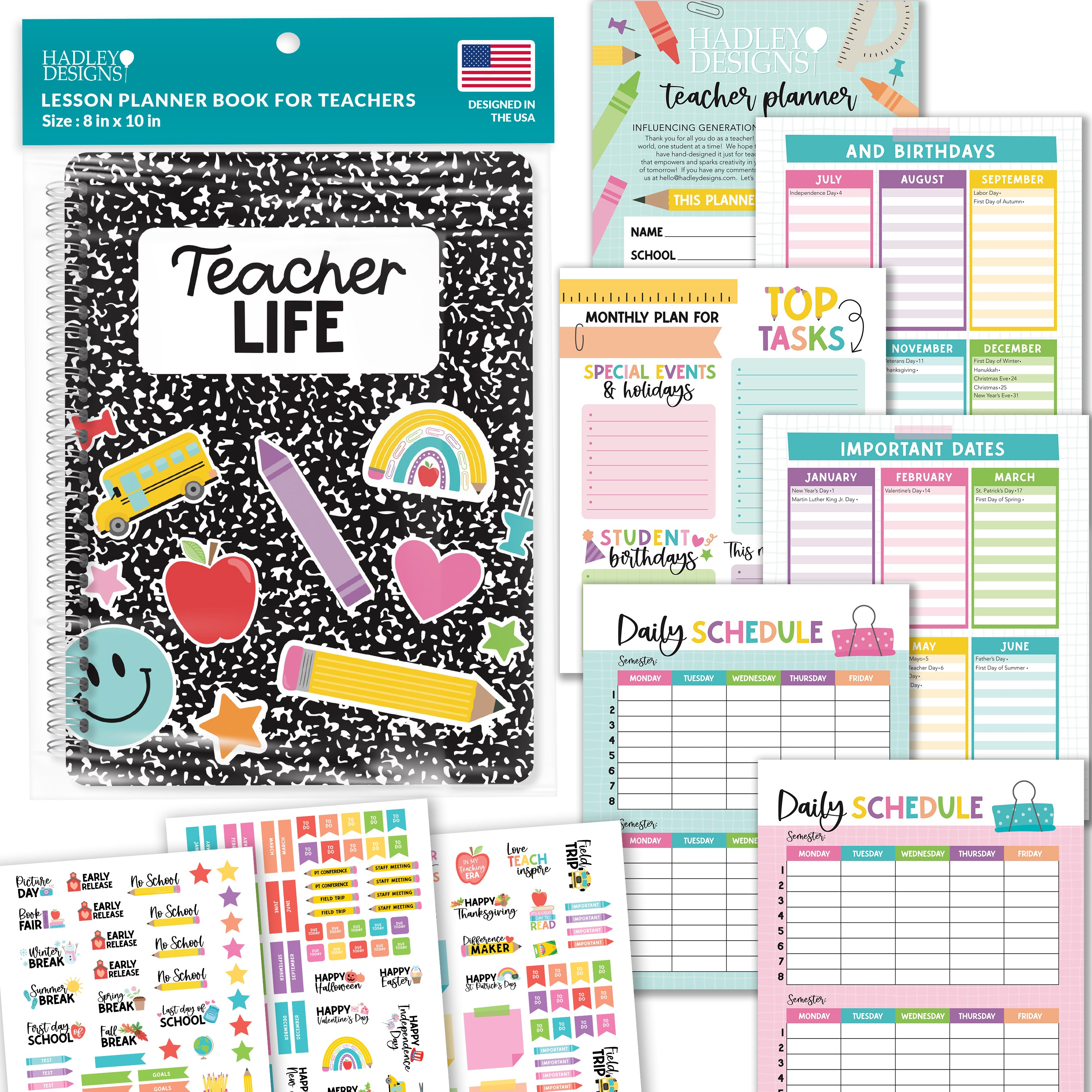 Undated Teacher Planner | 2025-2026 | Teaching Supplies - SAMPLE