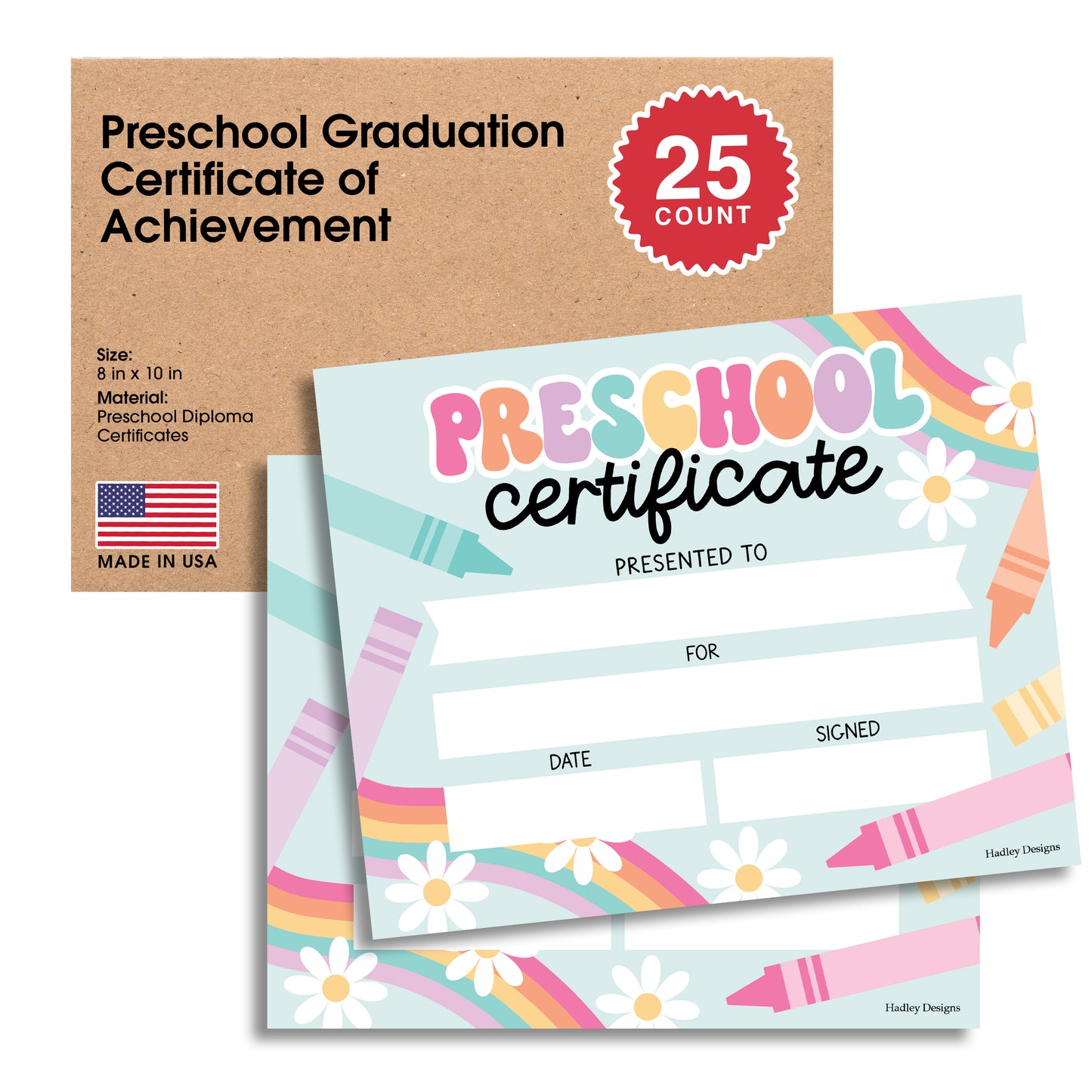Preschool Certificate of Achievement | Set of 25 | Trophies & Awards