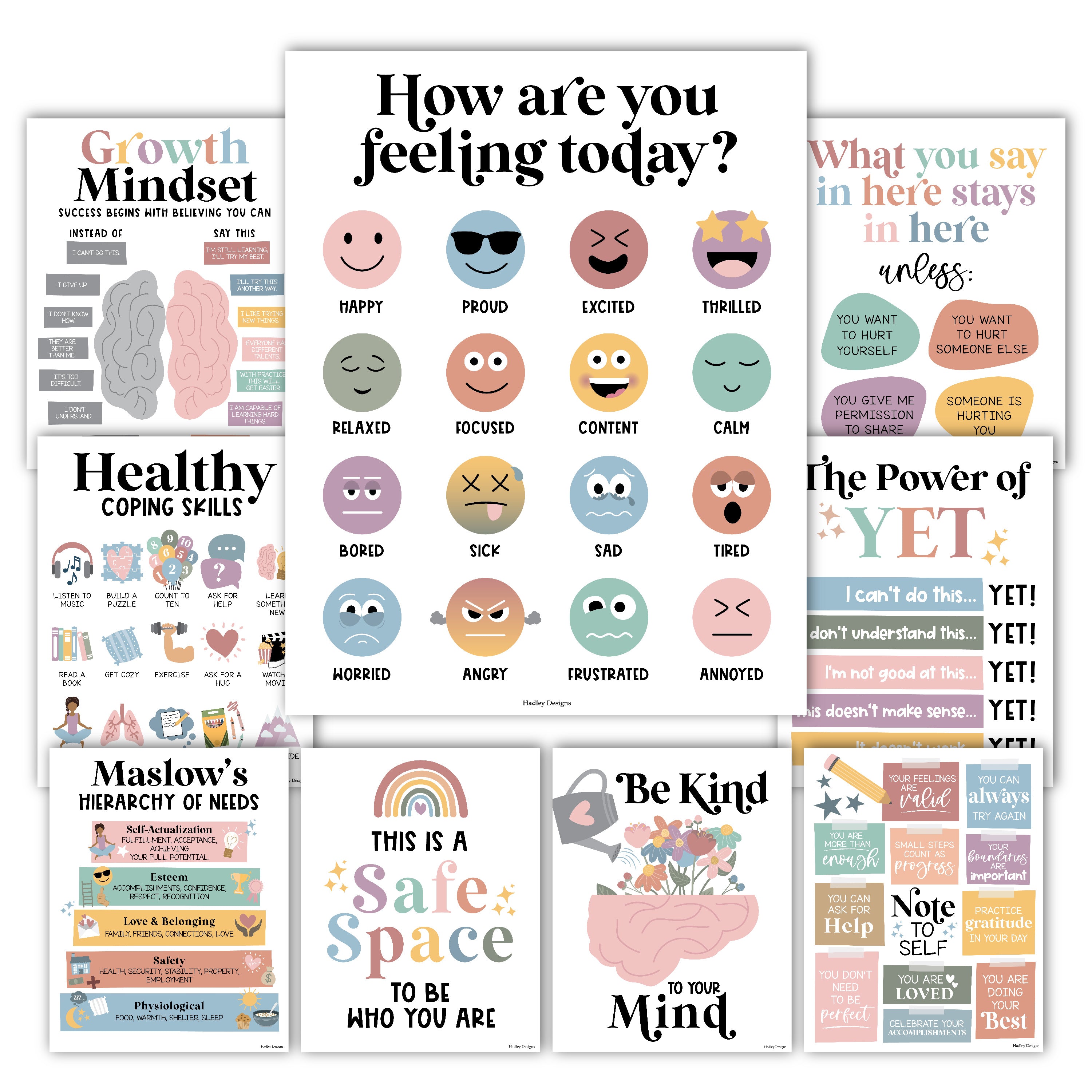 Mental Health Posters | Set of 9 | Educational Posters