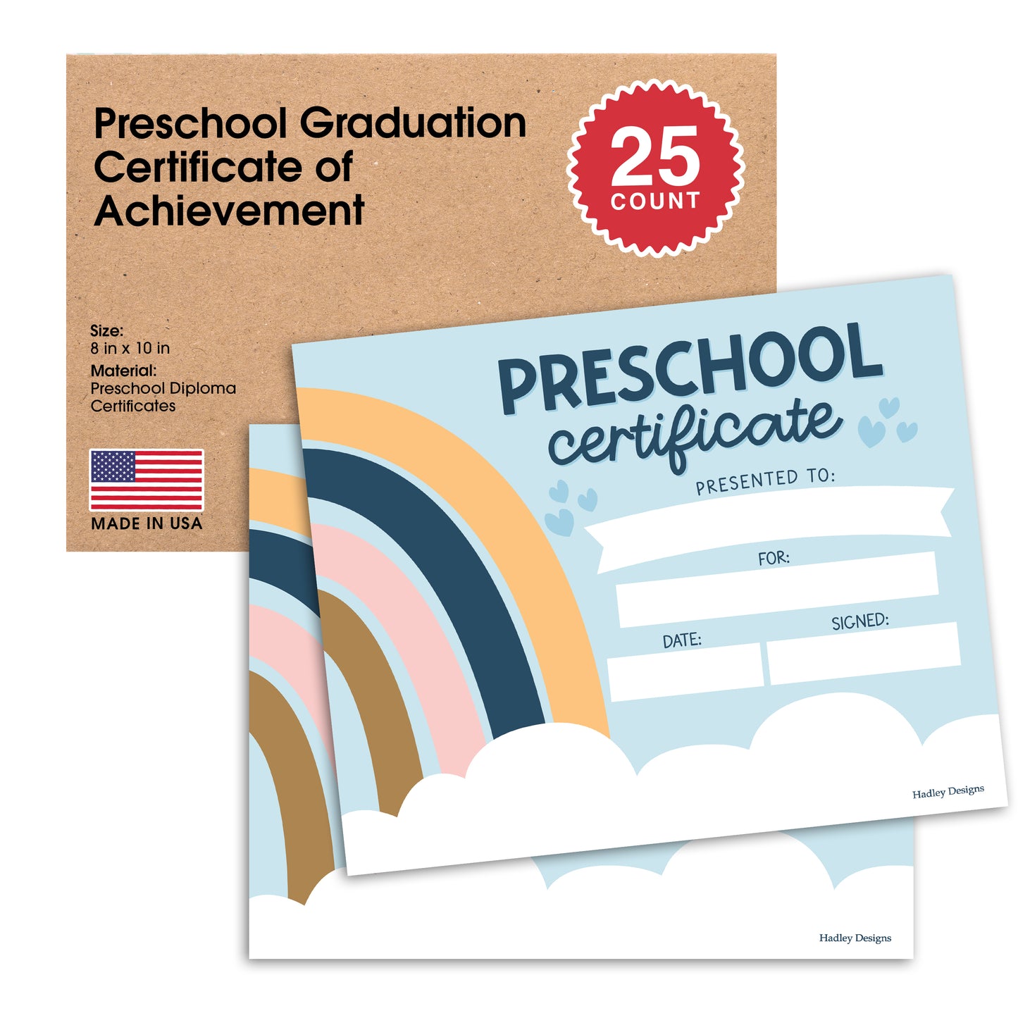 Preschool Certificate of Achievement | Set of 25 | Trophies & Awards