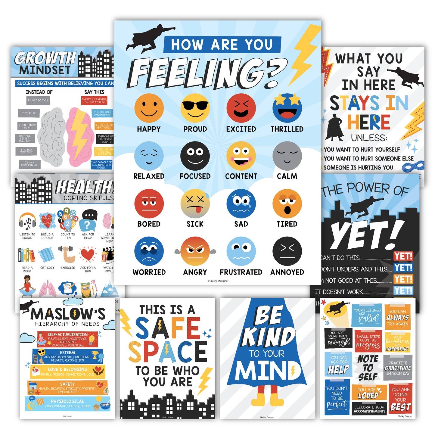 Mental Health Posters | Set of 9 | Educational Posters