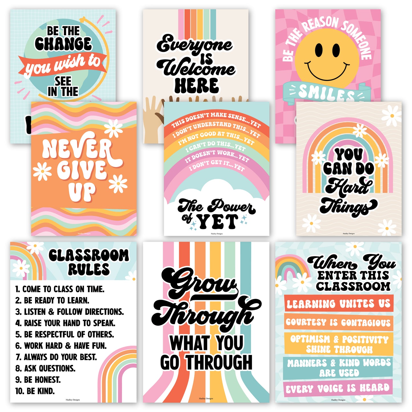 Classroom Motivational Posters | Set of 9 | Educational Supplies