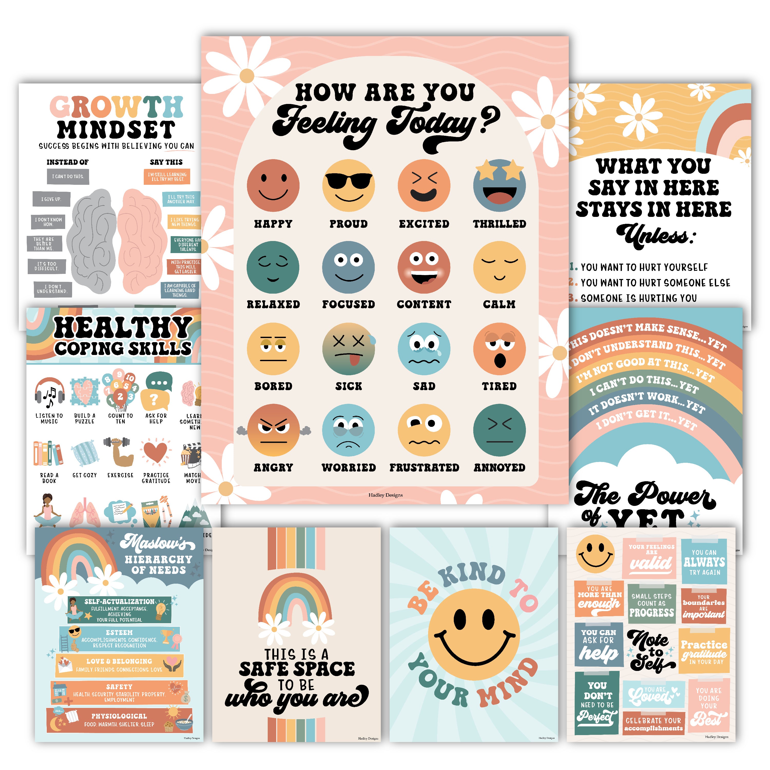 Mental Health Posters | Set of 9 | Educational Posters