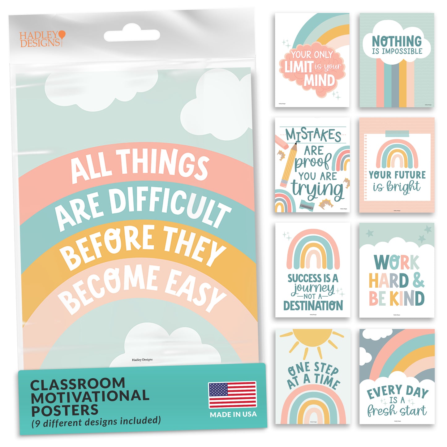 Classroom Motivational Posters | Set of 9 | Educational Supplies