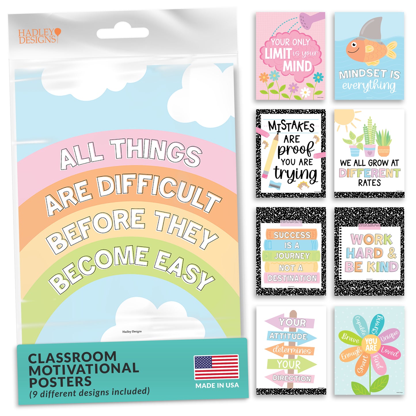 Classroom Motivational Posters | Set of 9 | Educational Supplies