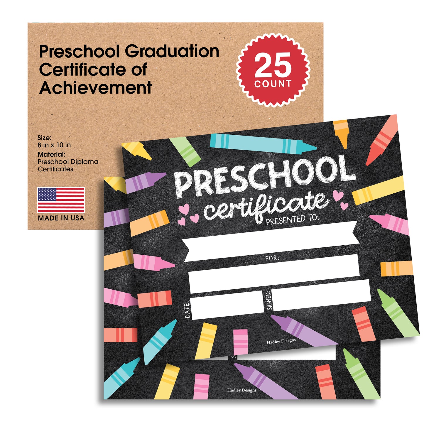 Preschool Certificate of Achievement | Set of 25 | Trophies & Awards