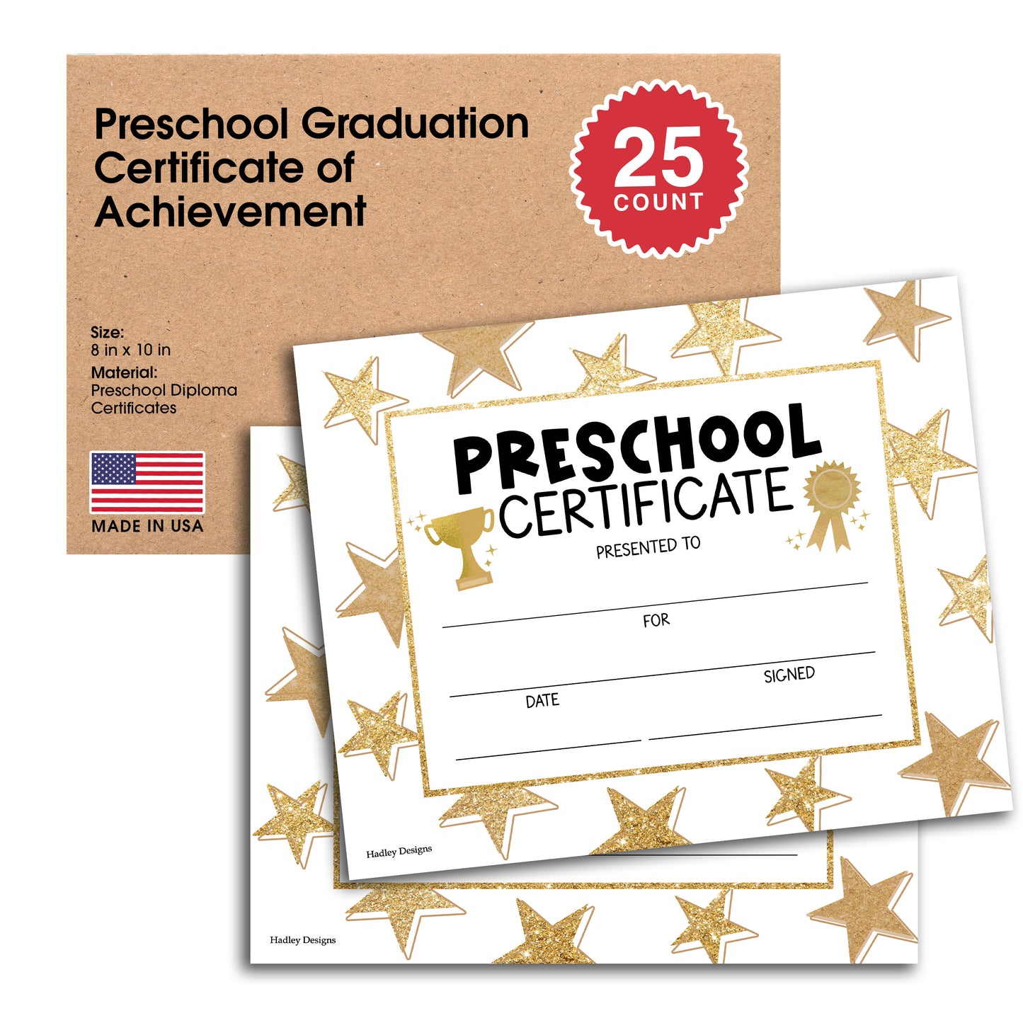 Preschool Certificate of Achievement | Set of 25 | Trophies & Awards