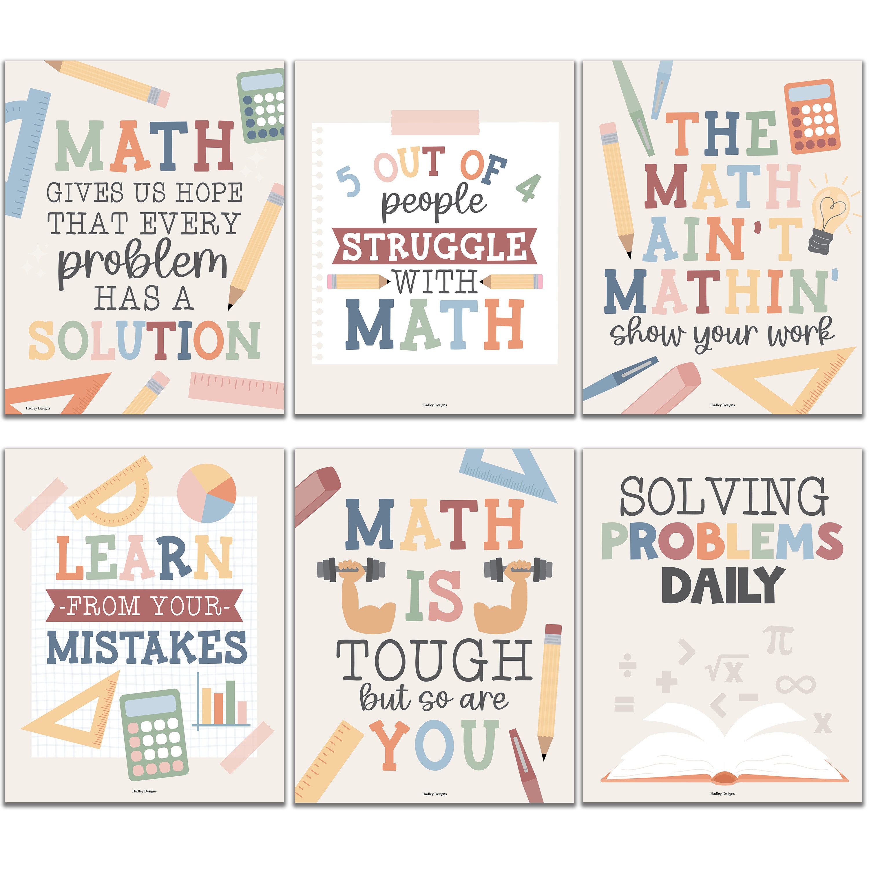 Math Motivational Posters | Set of 6 | Math Class