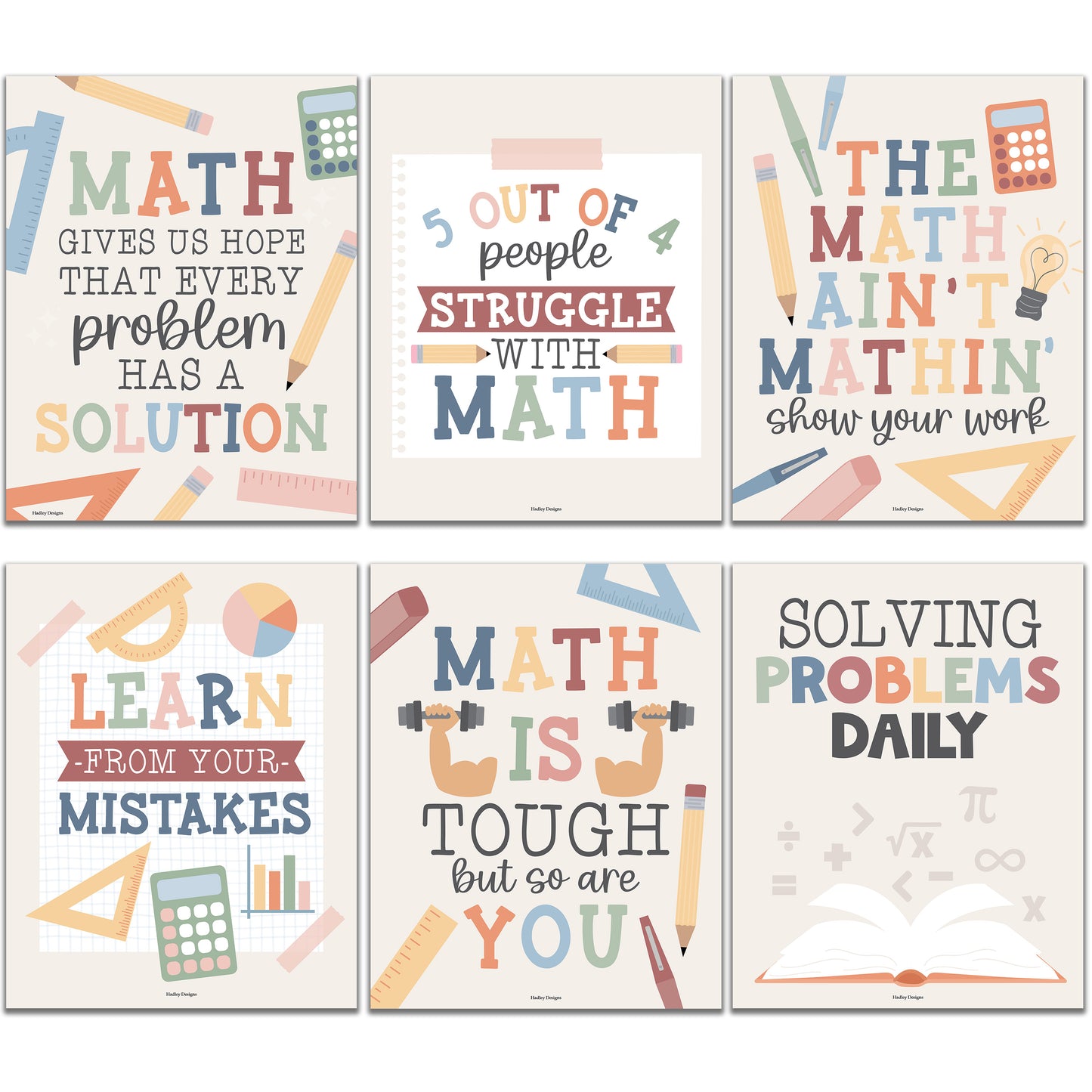Math Motivational Posters | Set of 6 | Math Class