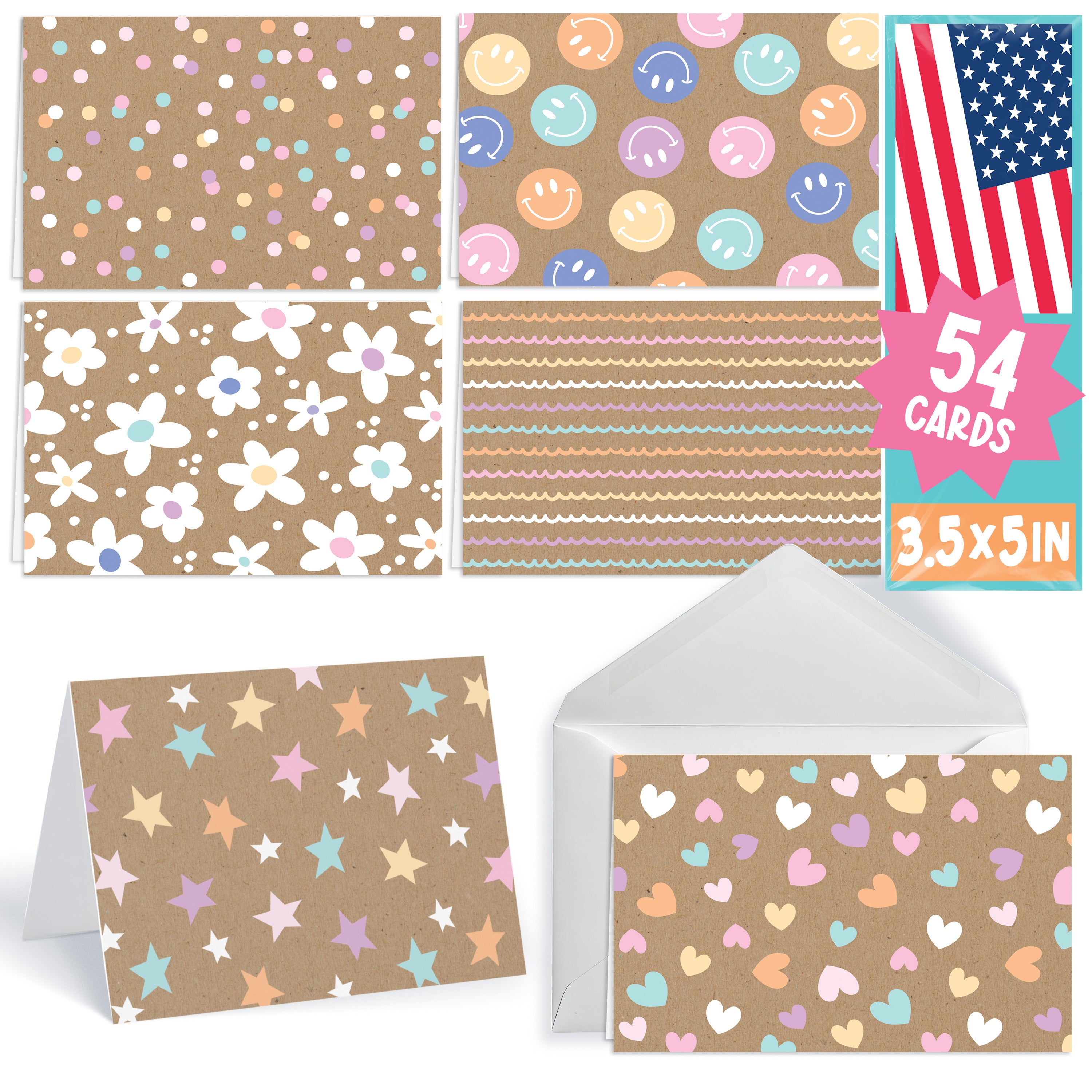 54 Blank Notecards with Envelopes – Bulk Stationery Set, Birthday & Th ...
