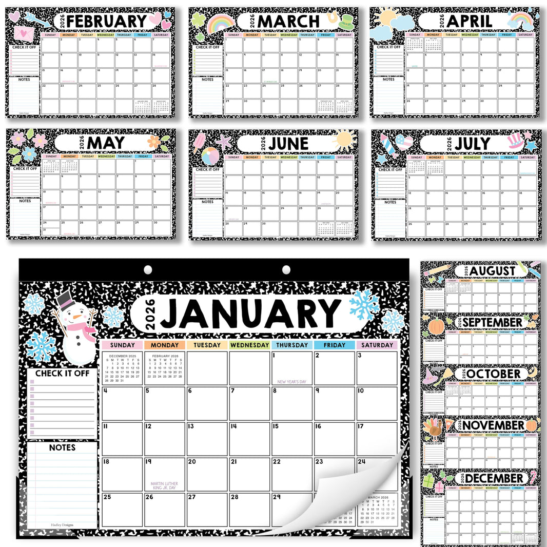 18-Month Desk Calendars with Note Section | Office & Classroom – Hadley ...