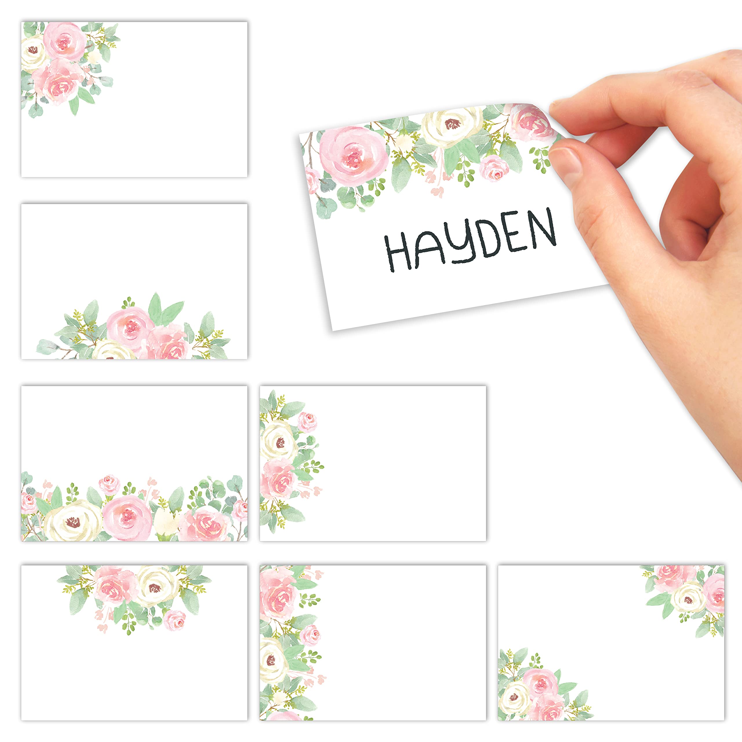 Name Tag Set Floral Name Tag Stickers: Pack of 56 – Hadley Designs