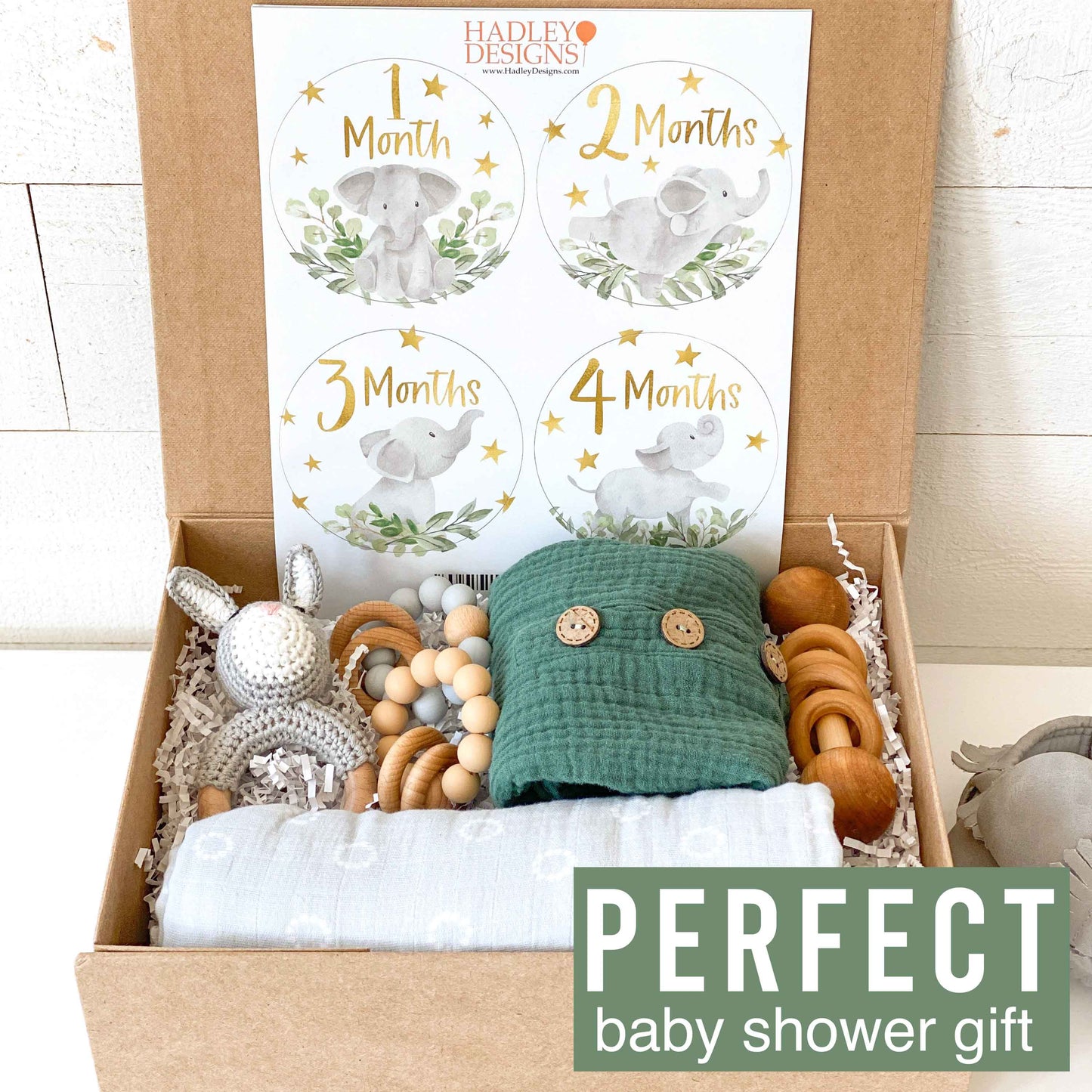 6 Elephant Baby Closet Dividers & 20 Baby Milestone Stickers, Perfect Baby Shower Gift