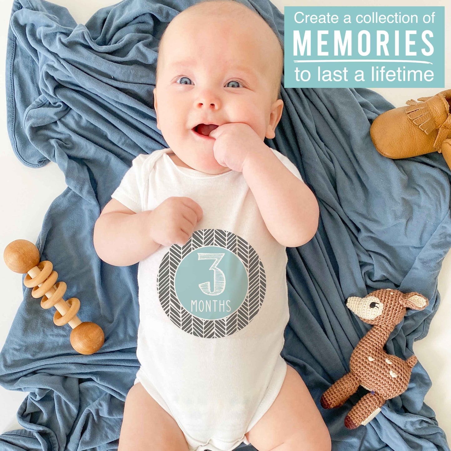 6 Ocean Blue Baby Closet Dividers & 16 Baby Milestone Stickers, Perfect Baby Shower Gift