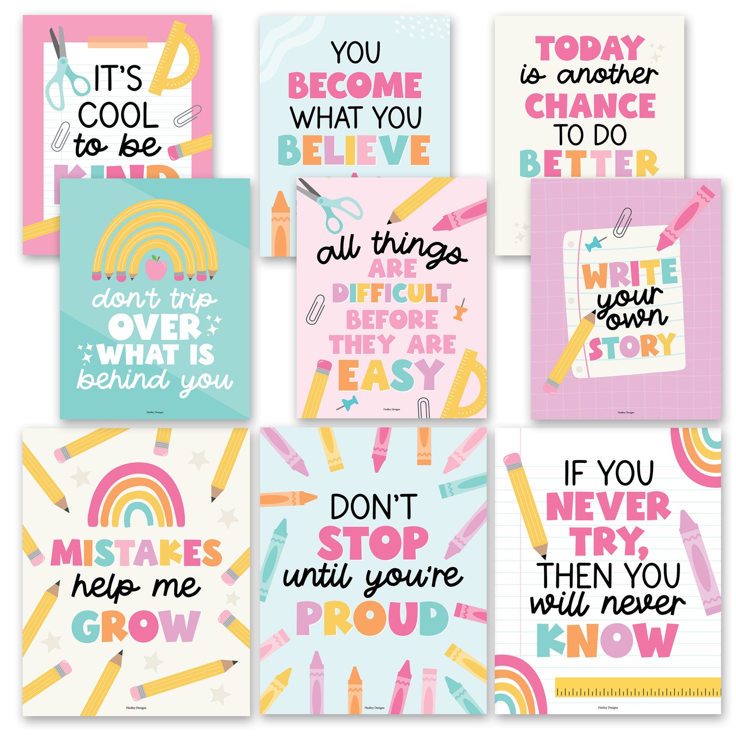 Classroom Motivational Posters | Set of 9 | Educational Supplies