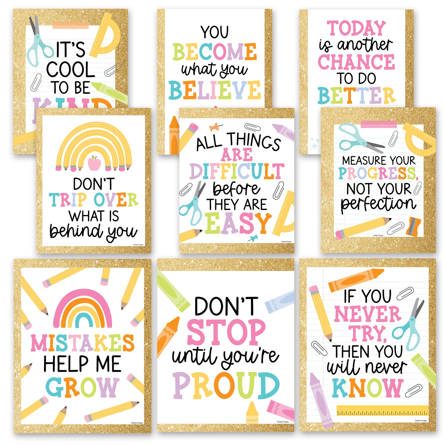 Classroom Motivational Posters | Set of 9 | Educational Supplies