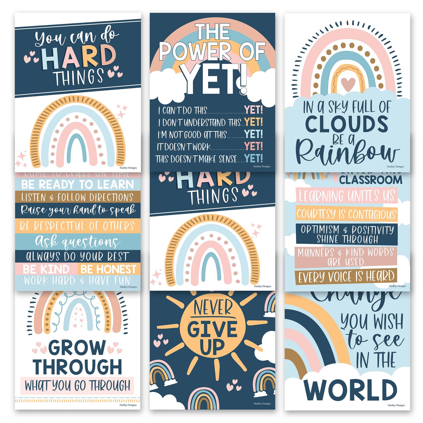 Classroom Motivational Posters | Set of 9 | Educational Supplies