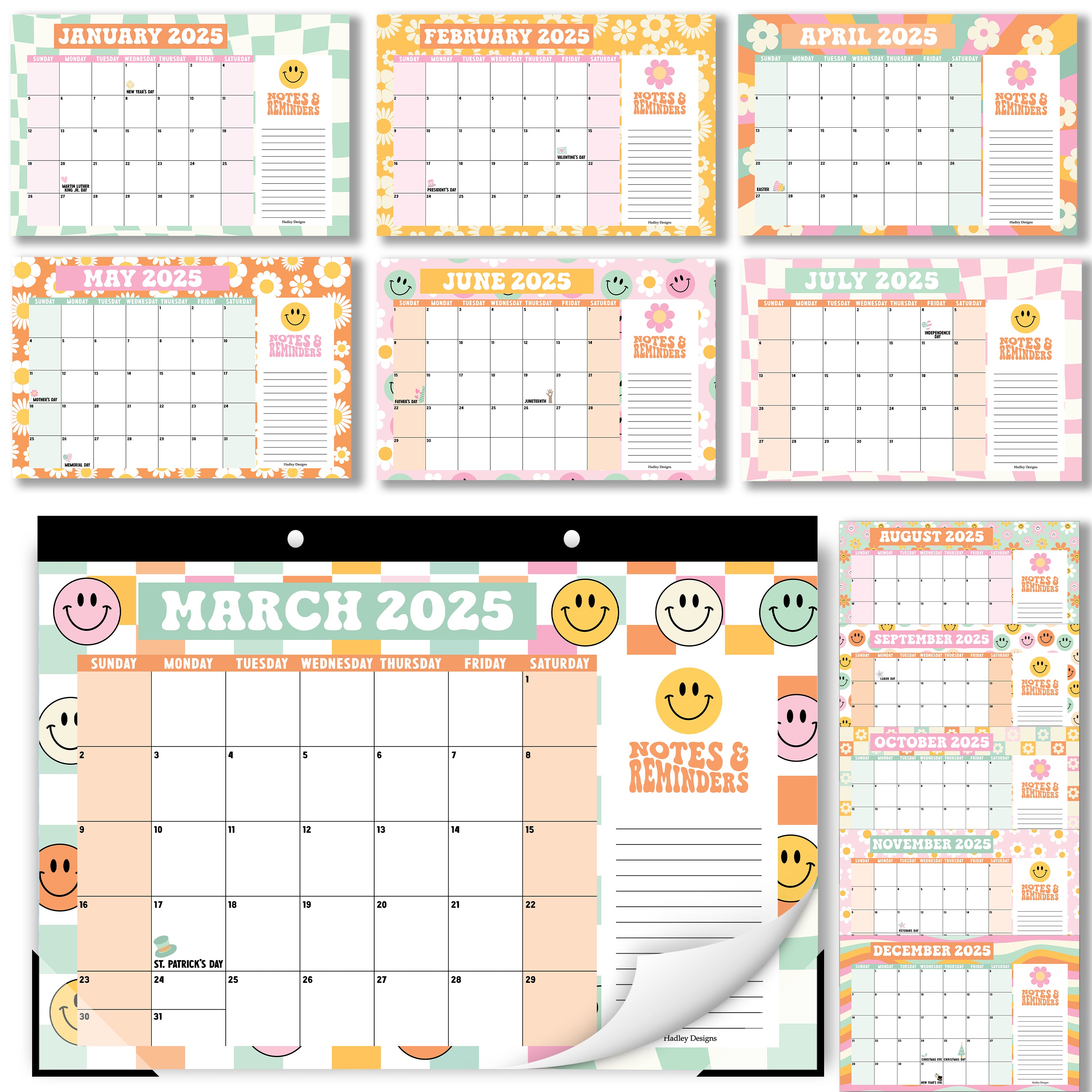 Retro Large Desk Calendar | 18-Months | 2025-2026 | Calendars & Planners - SAMPLE