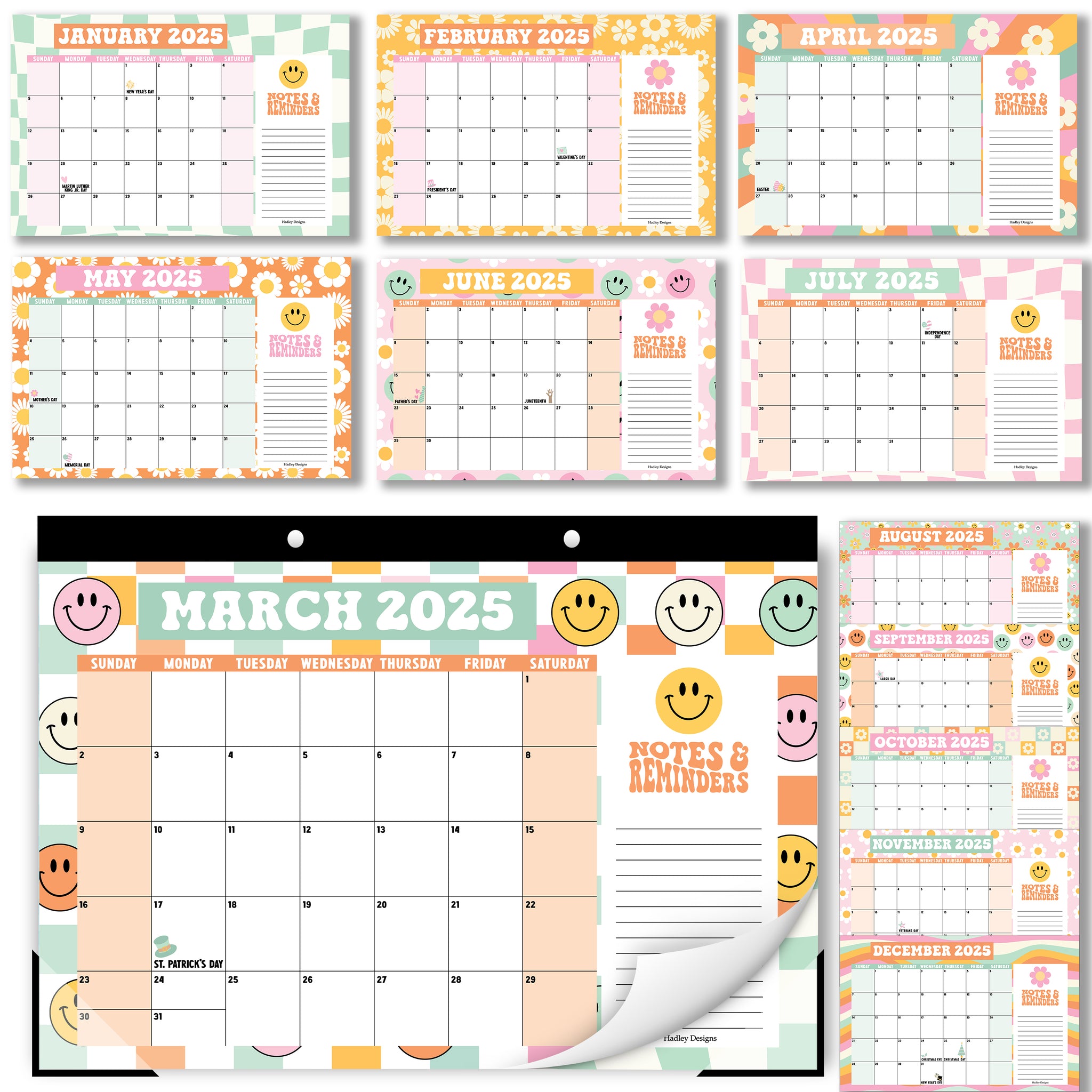Retro Large Desk Calendar | 18-Months | 2025-2026 | Calendars & Planners - SAMPLE