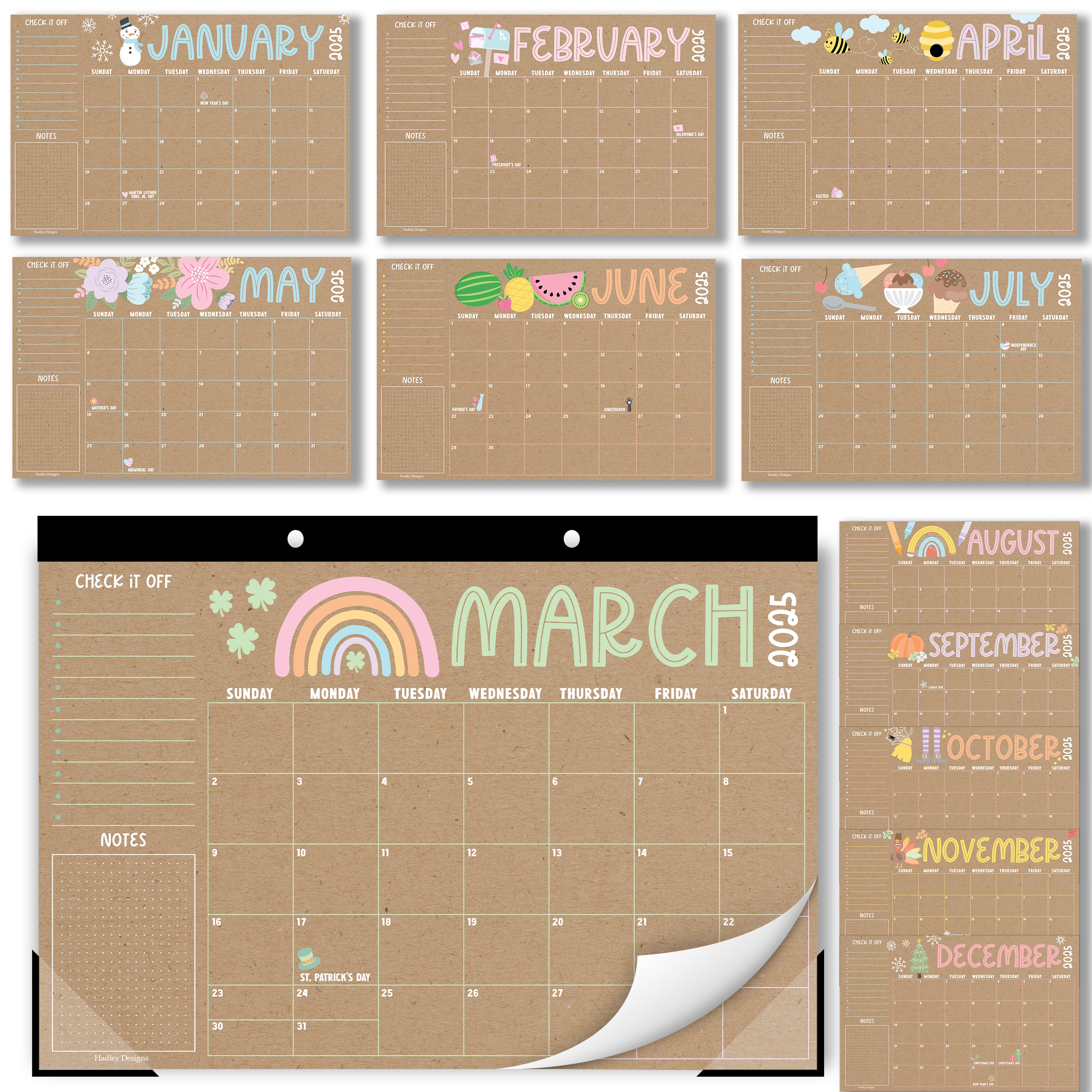 Doodle Kraft Large Desk Calendar | 18-Month | 2025-2026 | Calendars & Planners - SAMPLE