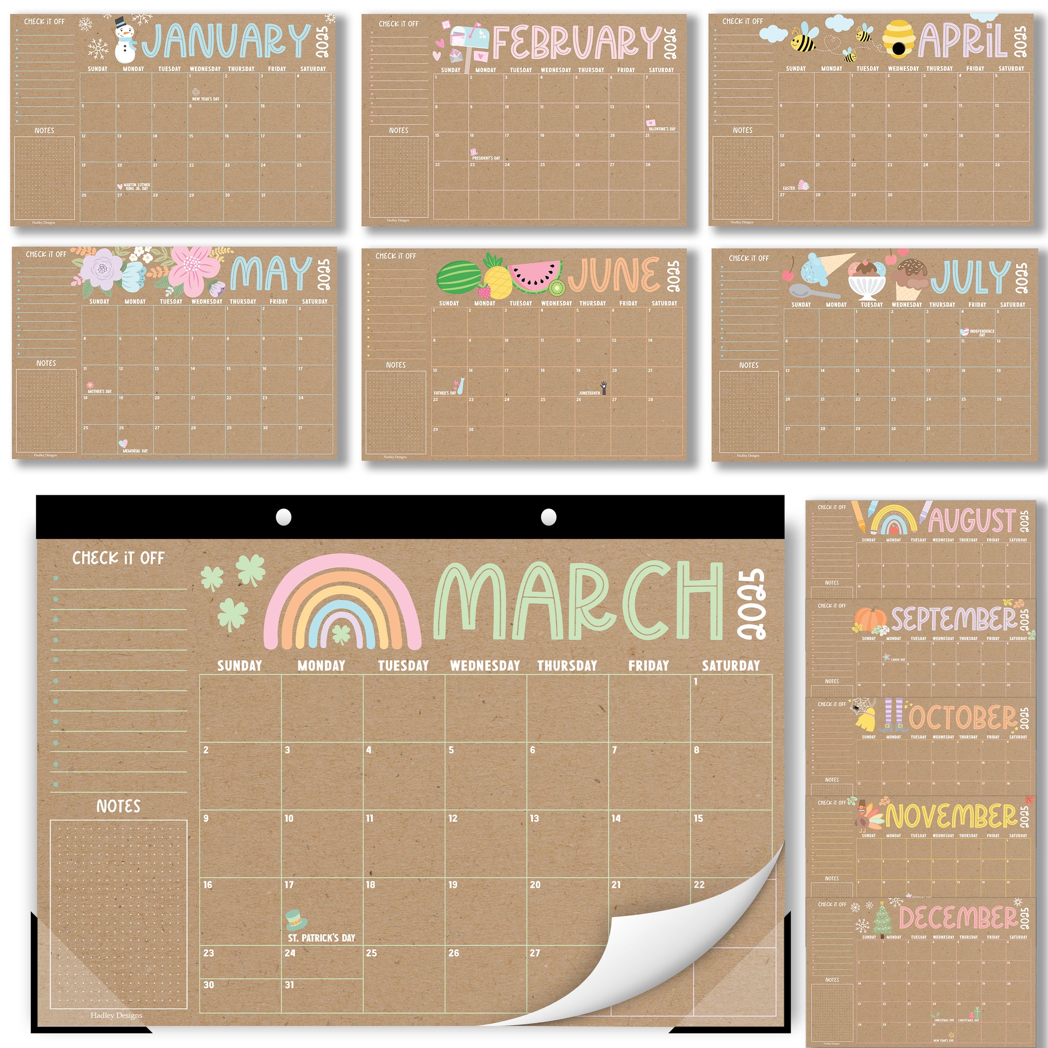 Doodle Kraft Large Desk Calendar | 18-Month | 2025-2026 | Calendars & Planners - SAMPLE
