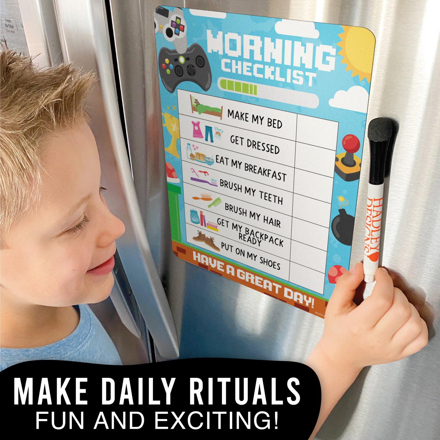 Video Game Kids Chore Chart, Behavior Chart and Day and Night Routine Chart Bundle