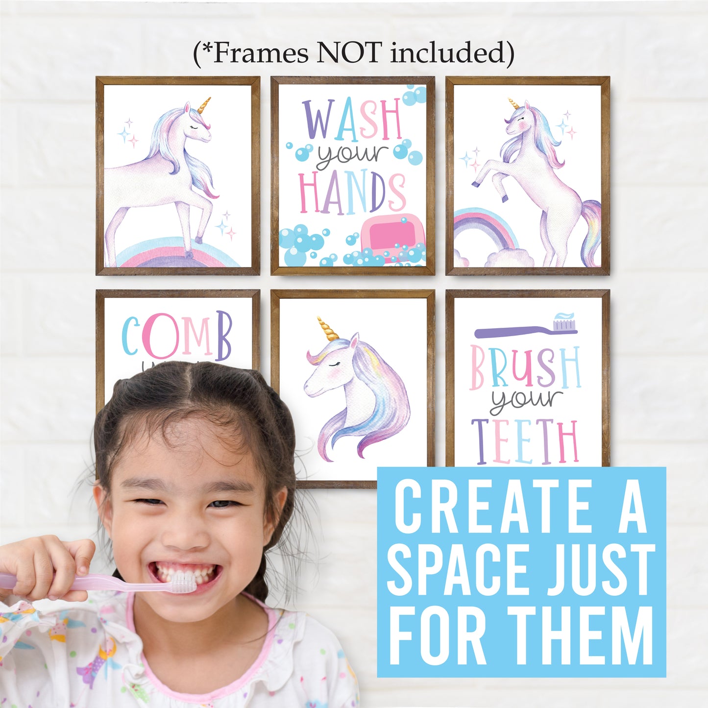 10 Unicorn Potty Training Charts & 6 Bathroom Wall Art Decor Prints