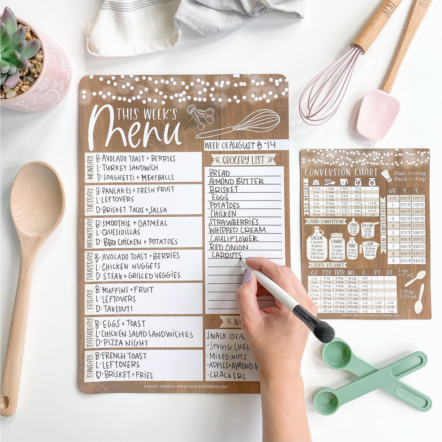 Menu planner for planning out meals